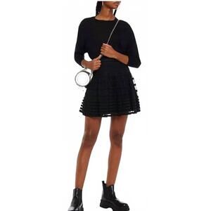 NEW RED VALENTINO tiered mini skirt in black